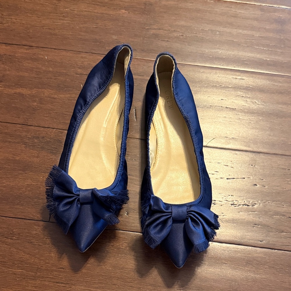 J. Crew Navy Blue Bow Flats